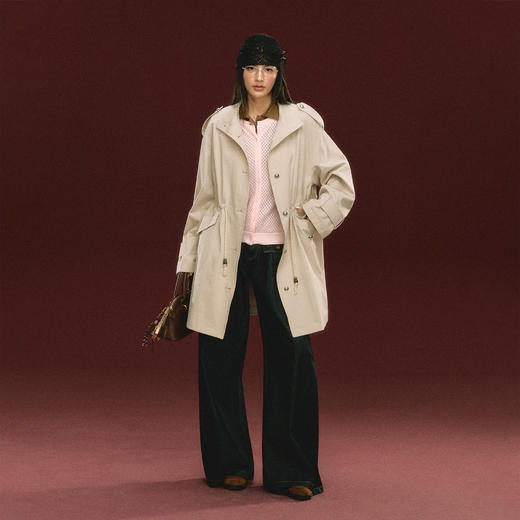 Ariseism 美式复古设计感中长款风衣女秋季新款气质上衣 商品图3