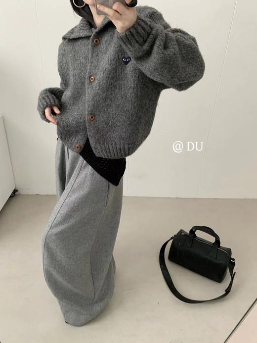 D112037松弛感毛茸茸爱心刺绣高领针织开衫 商品图8