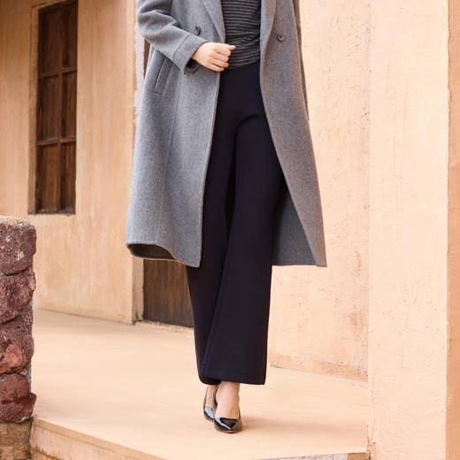 半身缘女裤 秋季修身莫代尔高腰松紧腰喇叭裤253202M10320034 商品图4