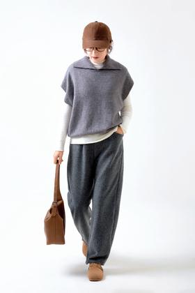 暖绒感毛呢九分奶奶裤