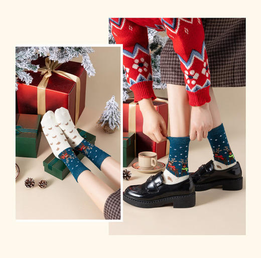 【俏墨女士圣诞袜】🎅活泼鲜艳的颜色，谁穿谁快乐的袜子


🎅5双不重样！关键没有丑的款式


🎅圣诞必备，上脚氛围感爆棚，满满的圣诞仪式感-MMTYS 商品图8