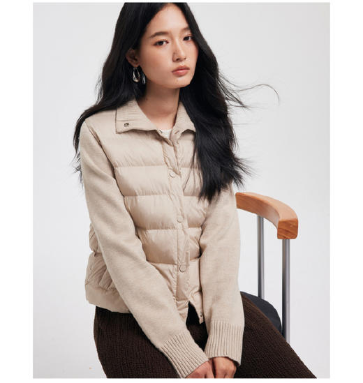 【多妈团购 珍珠绒羊毛棉服空气小外套9782】填充2%绵羊毛，内里空气绒,蓬松不压身，针织袖身，年轻感拉满，年轻又时尚-连横 商品图6