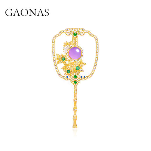 镜中花 中式贵气金紫色胸针11585ZGO 商品图0