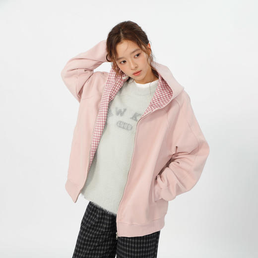 设计感连帽基本款格子拼接卫衣-纪念日百货门店同款166195629 商品图0