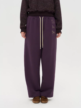 local tag/lt25awk63/波点小马 米色系带丝网印花紫色可收口宽松卫裤