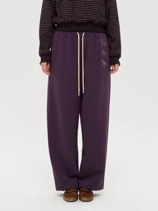 local tag/lt25awk63/波点小马 米色系带丝网印花紫色可收口宽松卫裤 商品图0