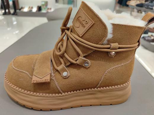 【云粉节】BF楼千百度真皮厚底时尚雪地靴女款百搭冬季气质增高加绒保暖毛毛短靴A25761681吊牌价1099活动价879 商品图2