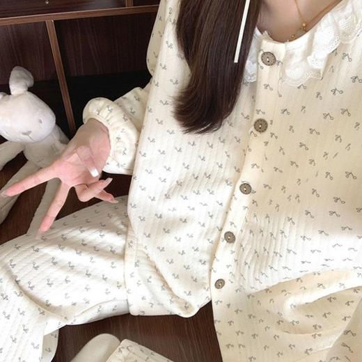 【轻盈保暖❗️柔软蓬松】韩系简约碎花空气夹层秋冬睡衣女加厚保暖长袖家居服2025冬天新款。ja 商品图2