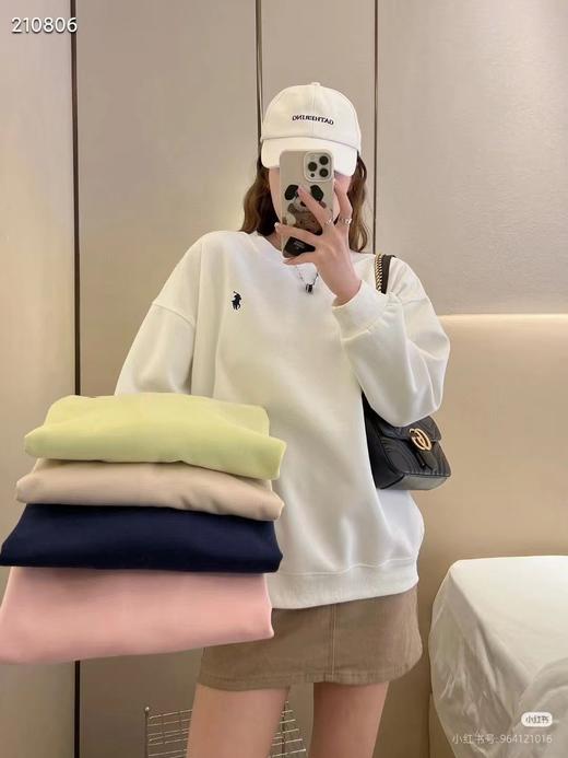 D112029新款精典骑士小标logo休闲情侣加绒圆领卫衣 商品图10