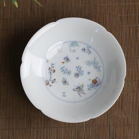 【忘言】 斗彩花碟葵口壶承