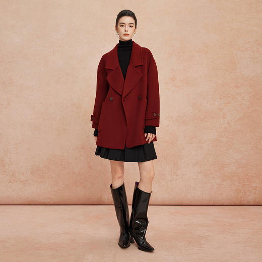QH926斯尔丽2025新款韩版廓形慵懒风一手长女式羊毛大衣 商品图3