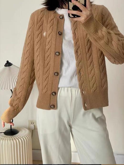 点此购买 拉夫秋冬季女士战马刺绣麻花针织毛衣开衫 mp 336075 商品图8