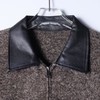 SDSA男士秋冬新款痞帅男装简约拼皮拉链翻领开衫毛衣百搭舒适外套 商品缩略图1
