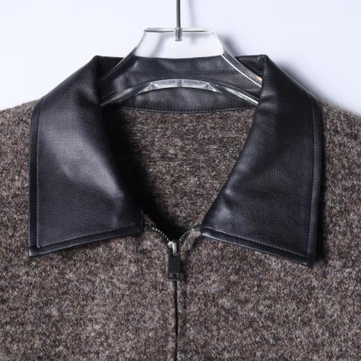 SDSA男士秋冬新款痞帅男装简约拼皮拉链翻领开衫毛衣百搭舒适外套 商品图1