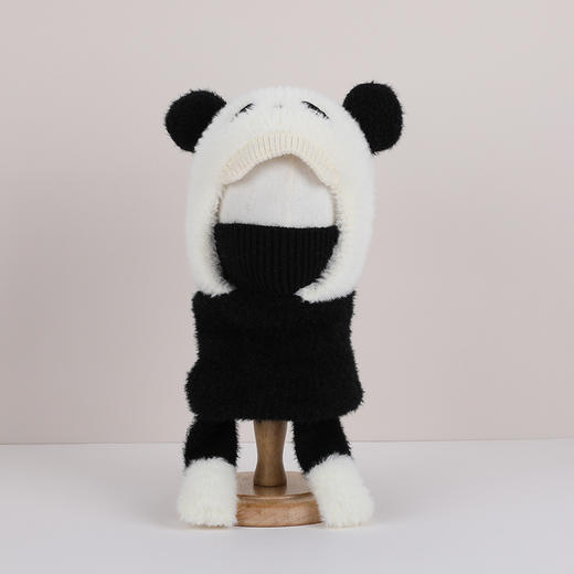 儿童帽子冬季户外毛绒保暖面罩围脖一体套头帽防风护耳毛线帽 商品图4