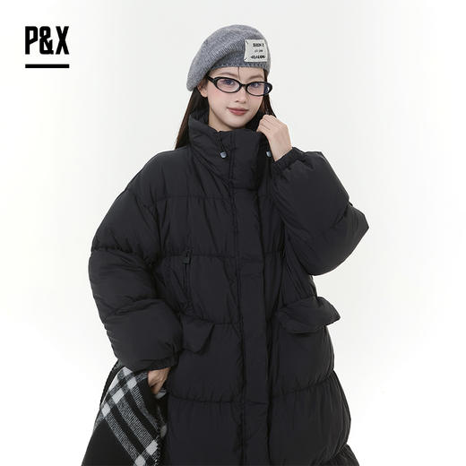 P&X设计师女装2025冬季保暖中长款羽绒服 825424178 黑色、咖色 商品图1