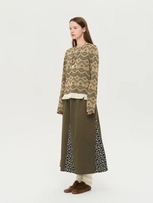 local tag/lt25awk58/壁炉热茶 流苏边提花针织上衣 商品图2