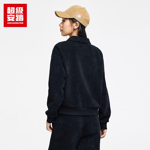 超级安踏加绒翻领卫衣女士秋冬保暖宽松雪尼尔舒适套头衫上衣女162548705U 商品图1