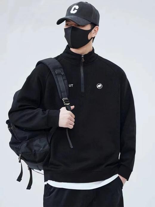 D112014双面摇粒绒半拉链卫衣外套春秋运动户外男士半拉链上衣 商品图1