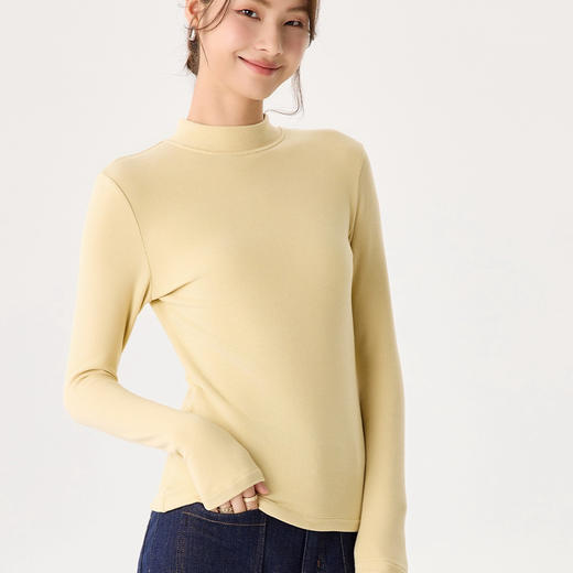 「自」全新升级【铂金会员119/天猫159/差价40】(95236)洛诗琳半高领德绒打底上衣2025秋冬新款保暖修身长袖T恤女95236 商品图2