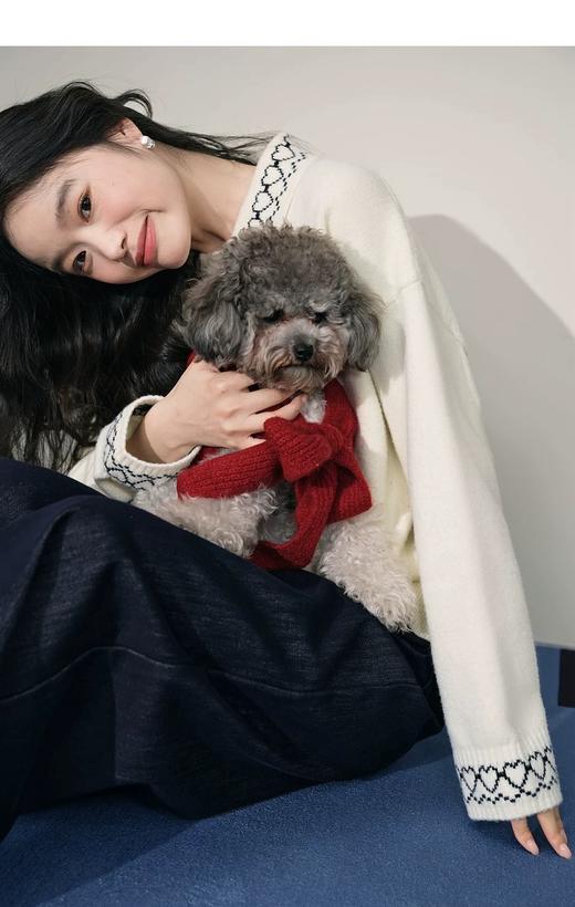 D112057杏色polo领刺绣毛衣女2025秋冬季新款气质软糯显瘦针织衫短款 商品图8