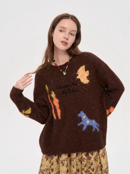 local tag/lt25awk24/波尔农场 温暖彩纱提花刺绣毛衣 商品图4