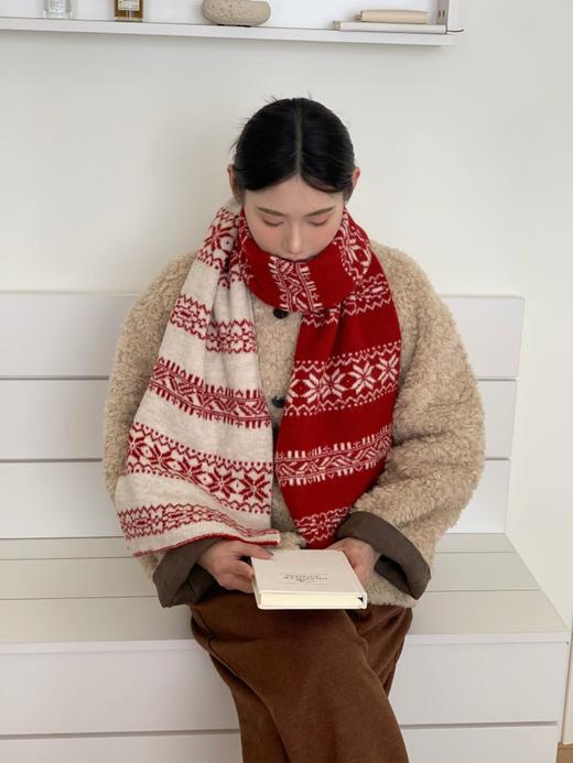 【费尔岛双面提花围巾】✅双面提花工艺让围巾立体感超强  ✅北极绒材质，摸上去像在rua软糯糯，完全不扎脖子！-MMXY 商品图8