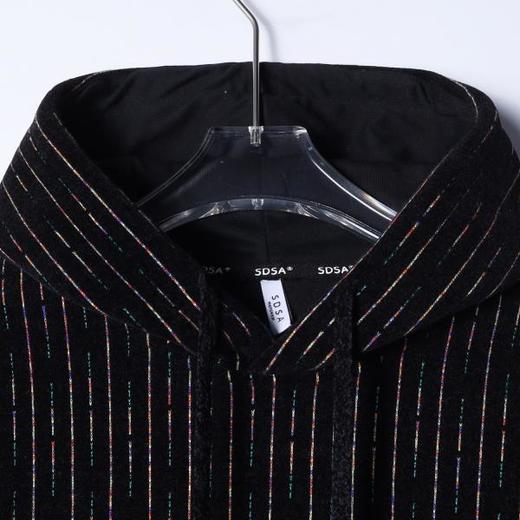 SDSA男士秋冬新款痞帅男装韩版彩色竖纹抽绳连帽卫衣百搭潮流上衣 商品图1