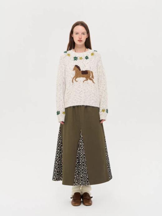 local tag/lt25awk47/花园小马 提花温暖松软套头针织混纱毛衣 商品图1