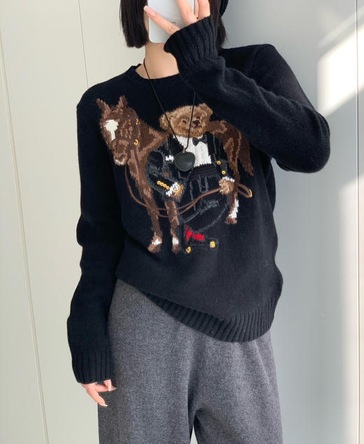 RL 情侣款卡通提花小熊毛衣 商品图0