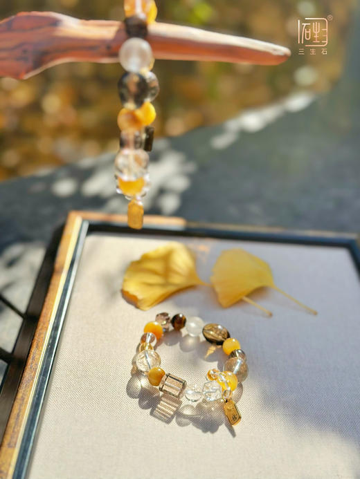 三生石美拉德色系 天然虎睛石白茶水晶能量手链 商品图7