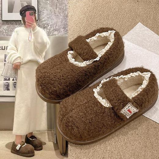 【玛丽珍棉拖鞋】女秋冬季居家室内保暖防滑外穿加绒包跟棉鞋 商品图0