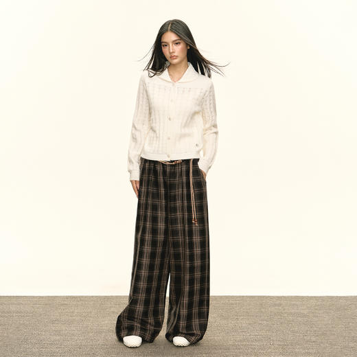 Ariseism 美式复古设计感阔腿格子休闲裤秋季新款长裤子 商品图3