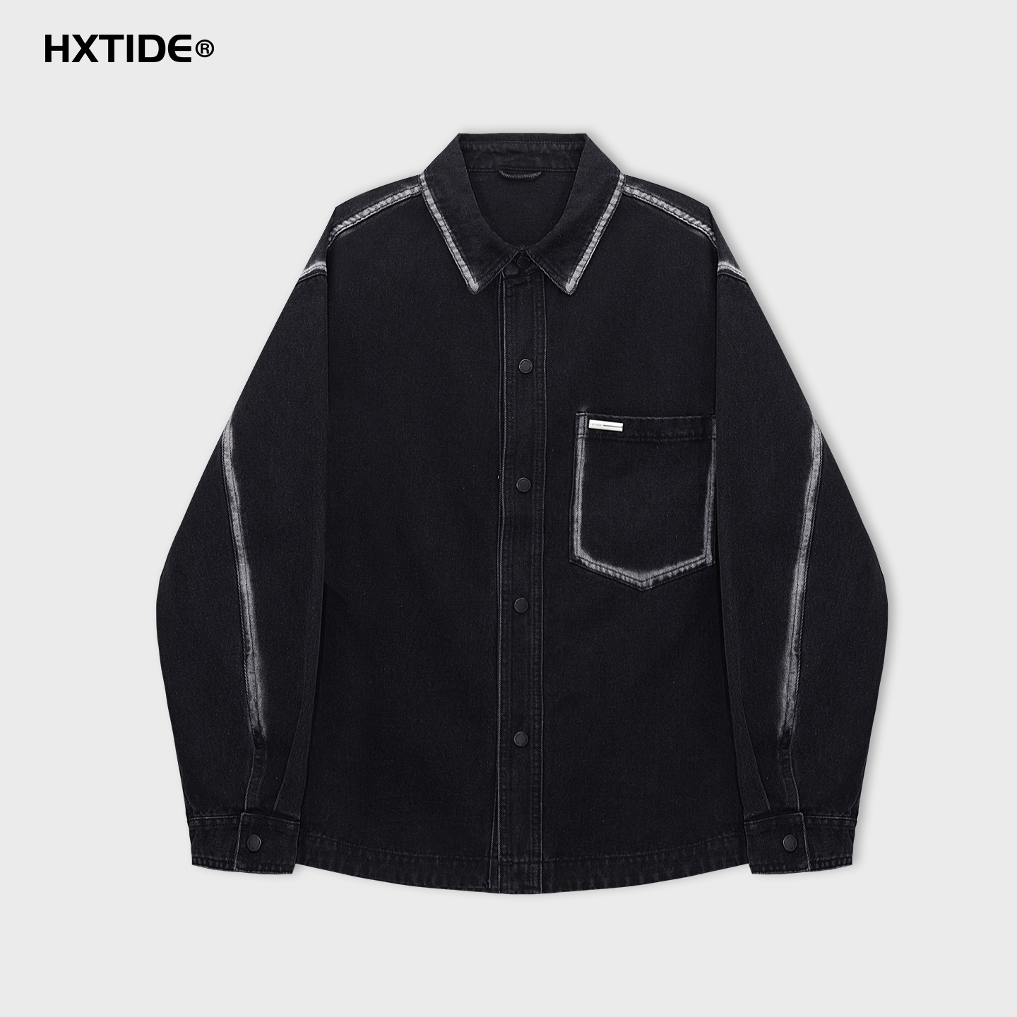 【新品上新】HX 春秋季水洗牛仔衬衫式茄克衫外套C105530066101