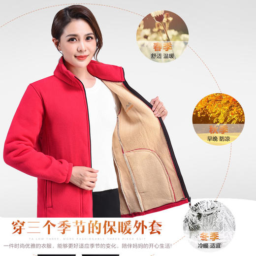 中年妈妈外套减龄外套中老年女装秋冬摇粒绒女外套加绒保暖抓绒上衣外套宽松大码妈妈装 商品图1
