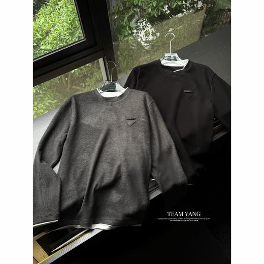 Team Yang-秋冬新品P家莱赛尔羊毛加绒假两件极简风长袖T恤0051 商品图0