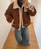 【GZ】无忧购 皮毛一体加厚保暖立领复古短款麂皮绒羊羔毛外套女1837# 商品缩略图0