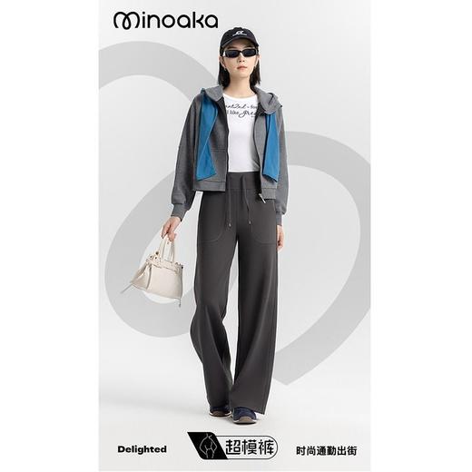 咪偌卡女款薄绒直筒裤CMX006小个子版/常规版（黑/灰）(L-XL） 商品图1