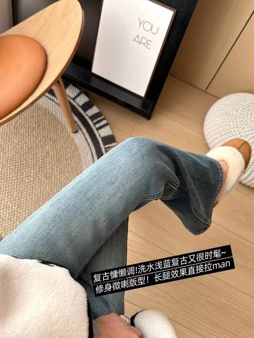 D112017加厚绒微喇裤女2025年冬季高腰显瘦喇叭长裤 商品图4