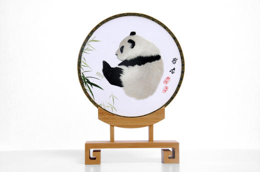 蜀锦双面绣新中式楠木座屏—憨态 商品图3