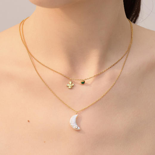 【微信专享款】ARSIS｜秘密花园系列 飞鸟四叶草双吊坠项链 商品图13