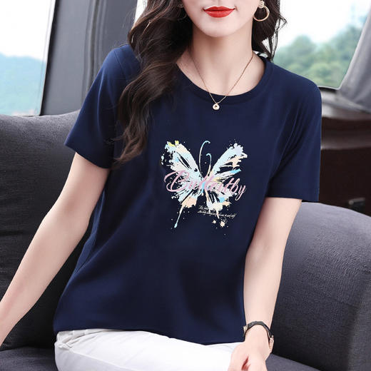 中长款短袖t恤女2025夏季新款大码女装宽松显瘦上衣纯棉半袖体恤 商品图1