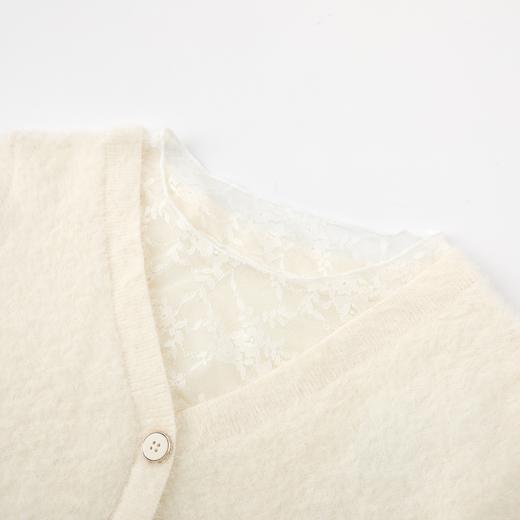 D112058蕾丝拼接温柔仿马海毛毛衣软糯针织衫25秋冬季新款女宽松上衣 商品图2