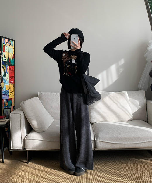 RL 情侣款卡通提花小熊毛衣 商品图4