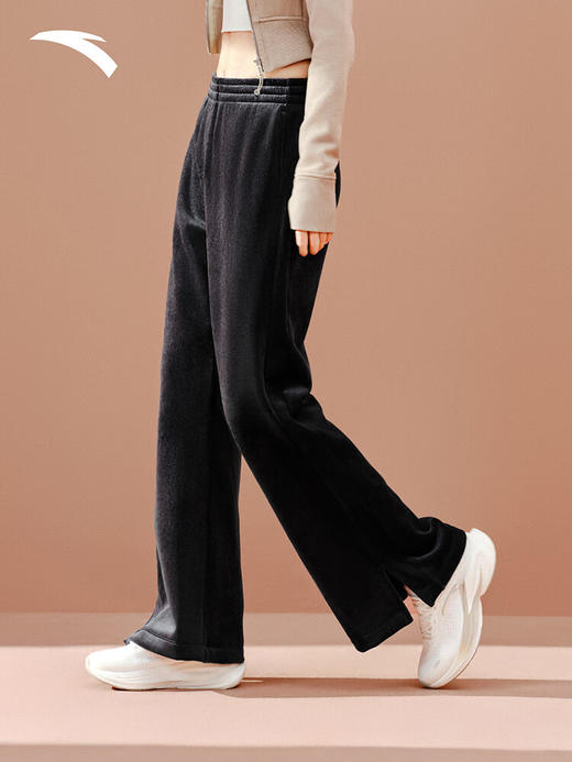 安踏灯芯绒阔腿裤女士冬季新款高腰垂感直筒休闲长裤子162547307N 商品图1