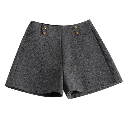 「自」全新升级【铂金会员146/天猫189/差价43】(04708)洛诗琳时尚高腰显瘦毛呢短裤2025秋冬新款气质通勤阔腿裤女 商品图4