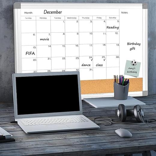 美国 升级款 月历磁性白板加软木公告板 铝合金边框 商品图1