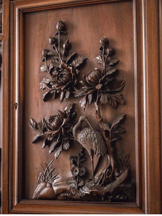 独角鹿西洋古董20世纪初法国出品维多东方风格高浮雕祥龙花纹装饰缅甸花梨木多宝阁 商品图6