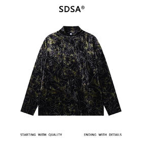 SDSA男士秋冬新款痞帅男装撞色植绒凌乱线条半高领长袖T恤百搭潮