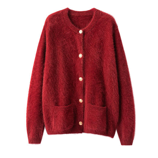 皮草感！重磅牛货！圆领加厚针织开衫外套女宽松2025年冬 商品图2